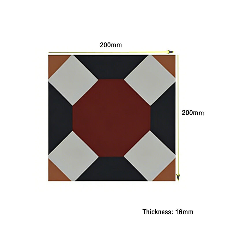 Plancher de salle de bain en ciment personnalisé Designs de carreaux de mur 200 * 200 mm Modèle géométrique Carreaux d'accent intérieurs modernes avec bordures