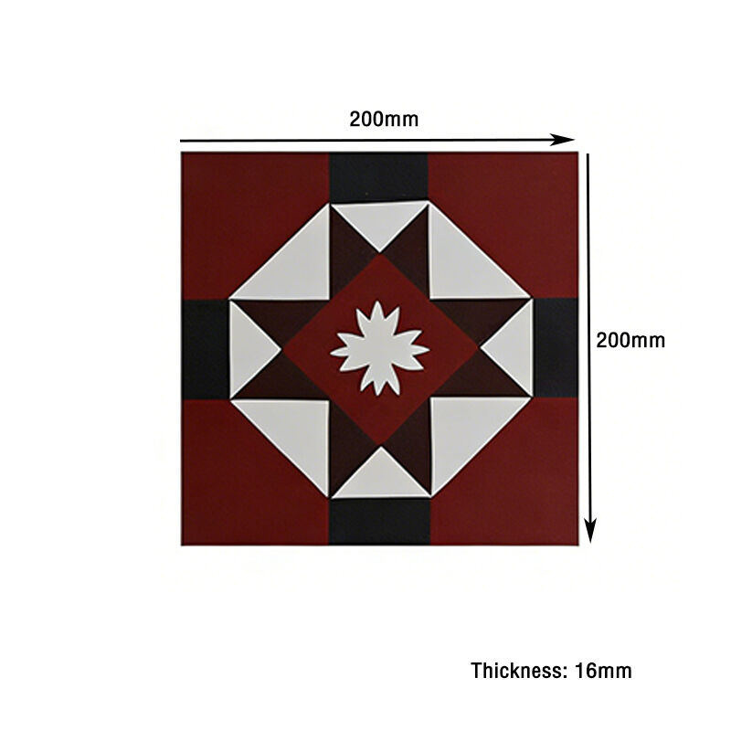 Carreaux de ciment avec motifs 200 x 200 mm Modèle personnalisé artisanal sans glaçage écologique Pour le plancher de boutique d'hôtel