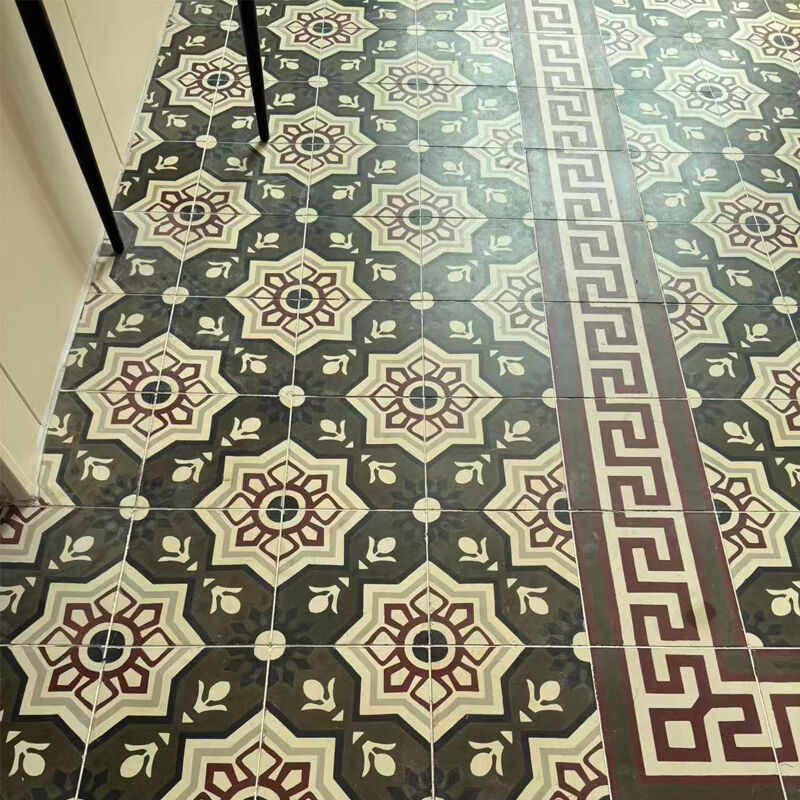 Carreau encaustique de ciment de Style rétro, carrelage décoratif à motif Floral pour cloison intérieure et jardin extérieur