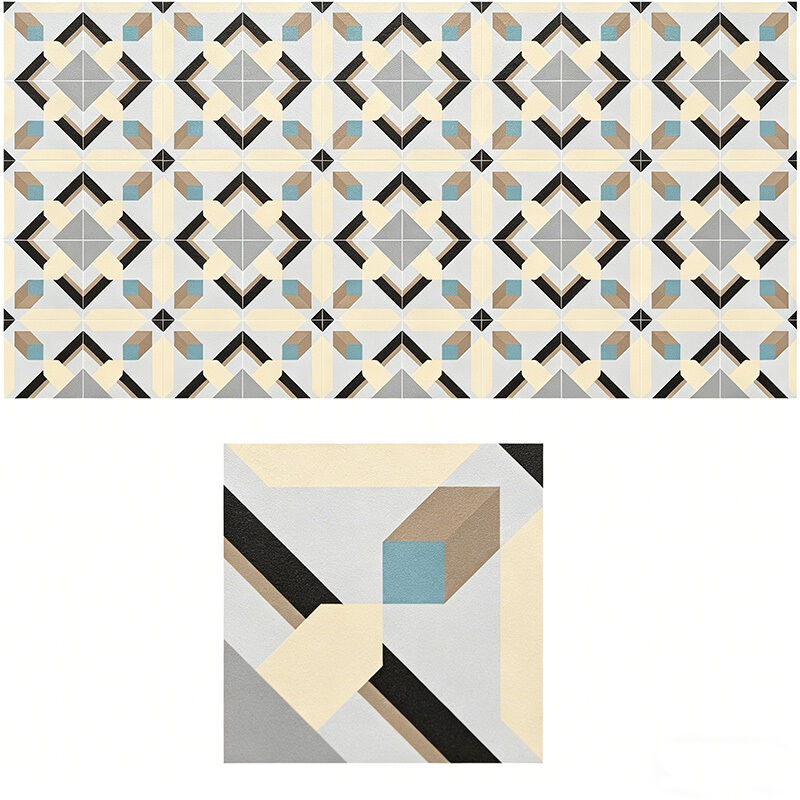 Encaustic Cement Tile Modern European Matte Interior Floor Tile Borders Tile Accents Non-Slip Villa Hotel Use Geometric Pattern