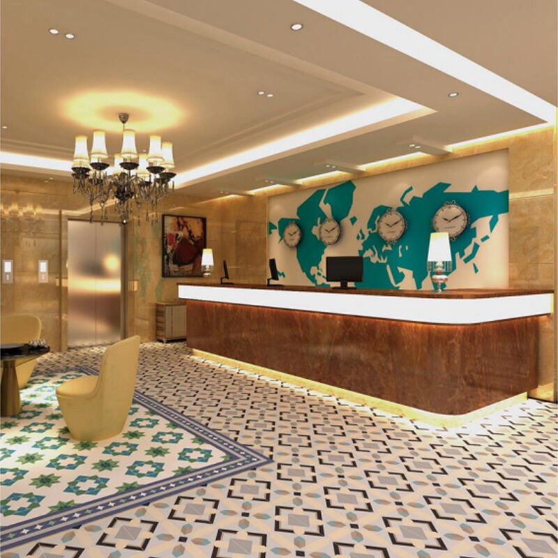 Encaustic Cement Tile Modern European Matte Interior Floor Tile Borders Tile Accents Non-Slip Villa Hotel Use Geometric Pattern
