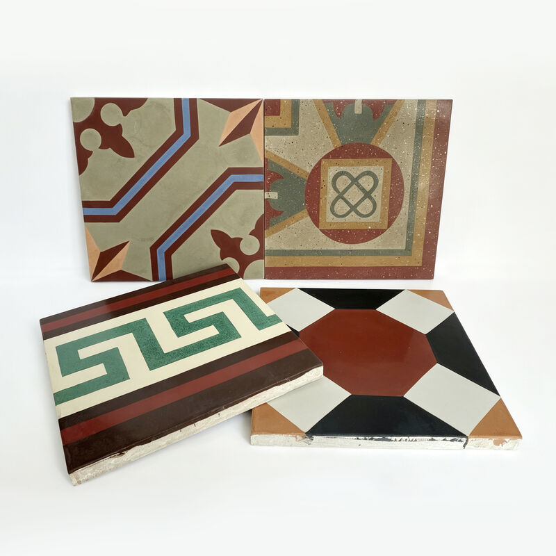 Encaustic Cement Tile Modern European Matte Interior Floor Tile Borders Tile Accents Non-Slip Villa Hotel Use Geometric Pattern