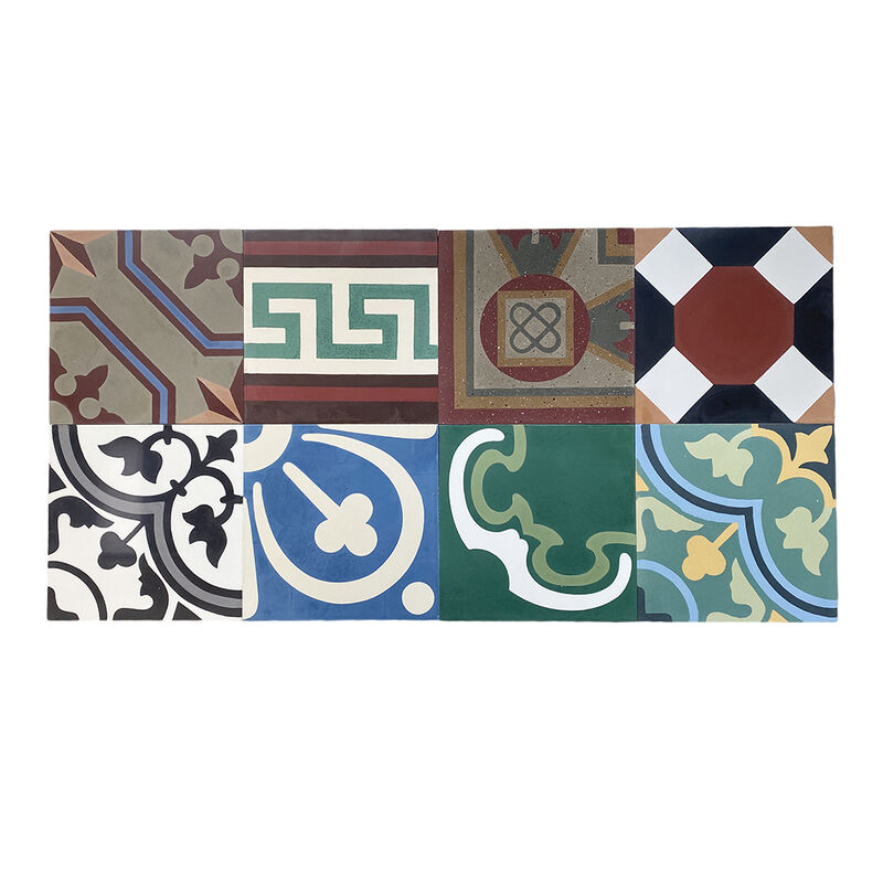 Custom Retro Handmade Vintage Cement Floor Tile Terracotta Floral Pattern Reclaimed Style for Living Room & Balcony Bathroom