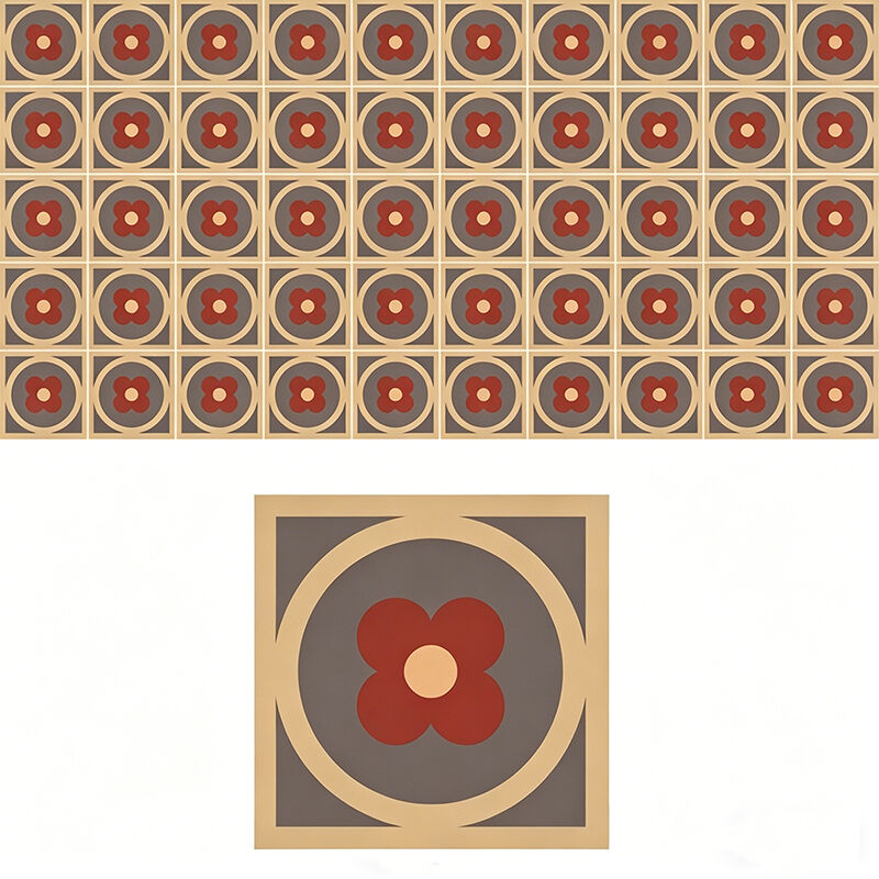 Custom Retro Handmade Vintage Cement Floor Tile Terracotta Floral Pattern Reclaimed Style for Living Room & Balcony Bathroom