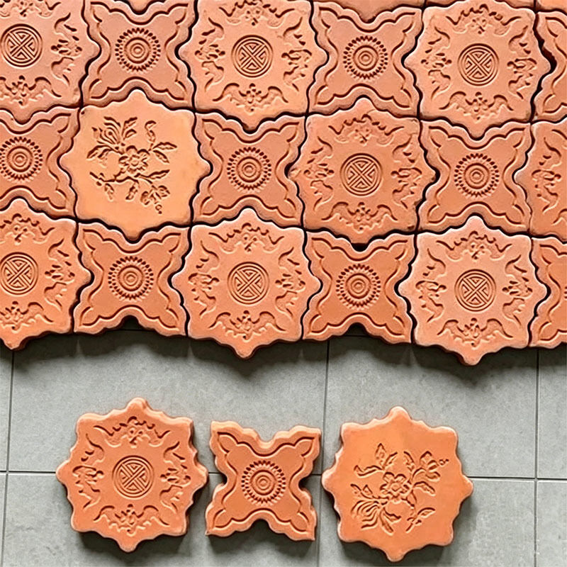 Carreaux de fleurs en brique rouge à motif Floral Vintage, scène culturelle, briques décoratives en argile, matériaux de construction