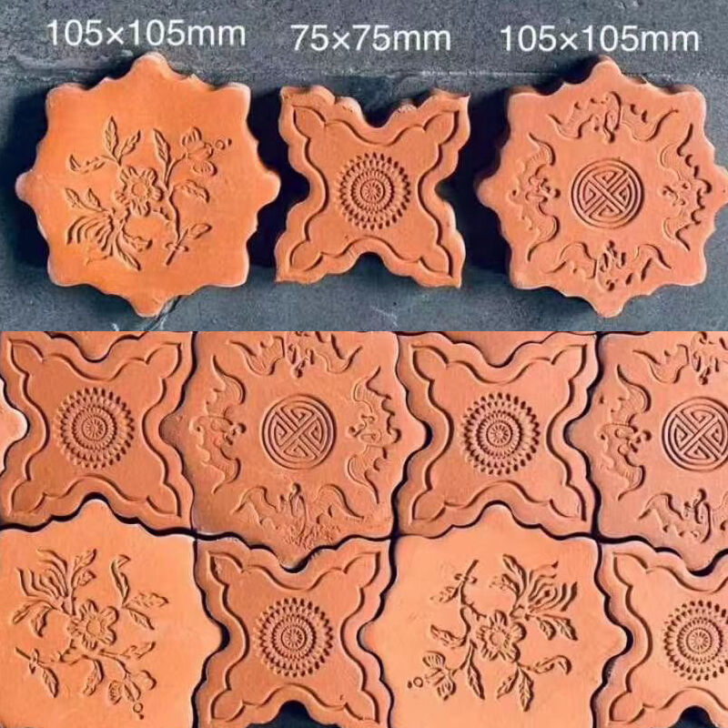 Carreaux de fleurs en brique rouge à motif Floral Vintage, scène culturelle, briques décoratives en argile, matériaux de construction