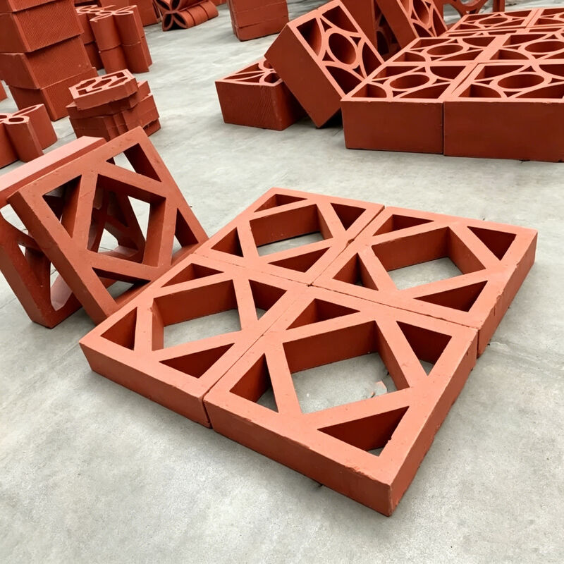 Blocs creux en terre cuite rouge résistants aux intempéries, blocs de brise décoratifs en argile pour murs d'écran de confidentialité de cour