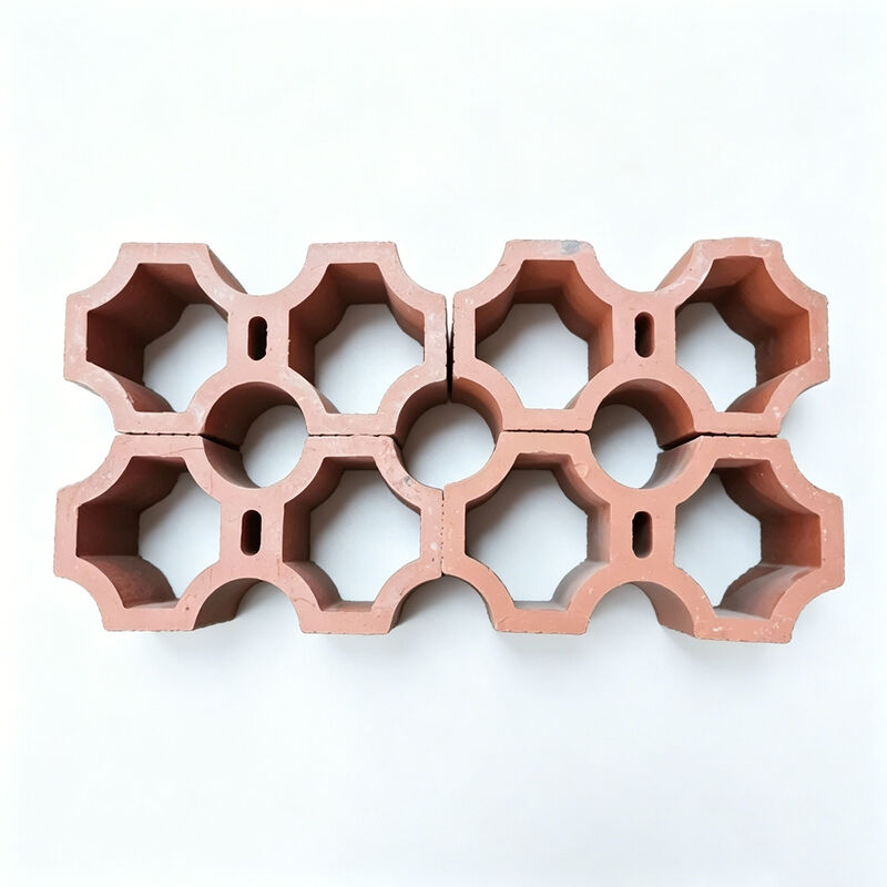 Blocs de brise d'argile cuite en terre cuite rouge naturelle Blocs de murs pour l'ombrage et la ventilation des façades architecturales