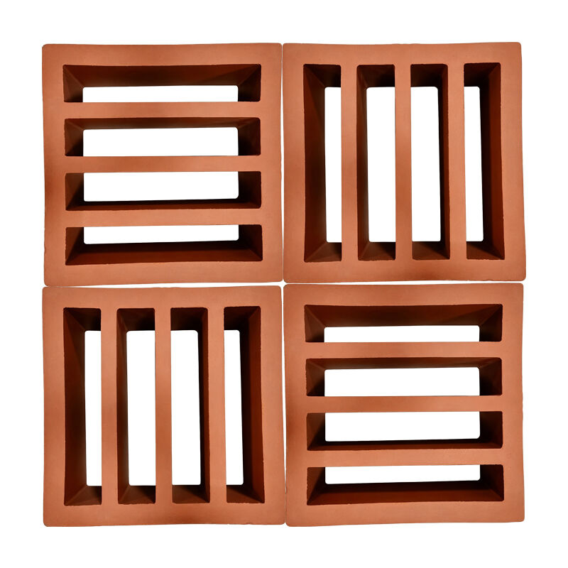 Bloc à vent en terre cuite écologique Bloc d'écran en argile rouge pour murs de jardin Cours et façades architecturales