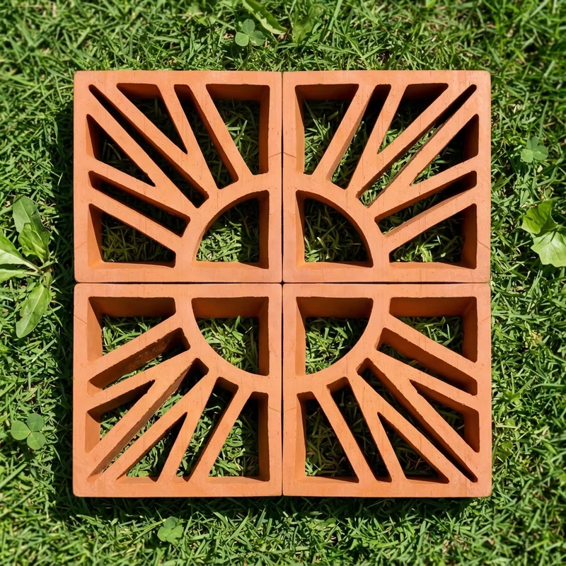 Briques décoratives en terre cuite classique rouge Blocs de brise en terre cuite argile rouge naturelle Base de jardinage Briques creuses
