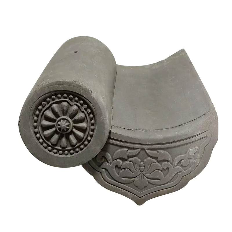 Maison de design de style asiatique Villa moderne Chine Système de toiture gris naturel Carreaux de toiture en argile non vitrée