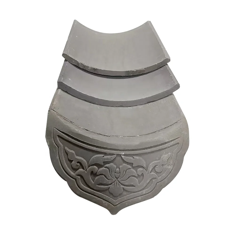 Maison de design de style asiatique Villa moderne Chine Système de toiture gris naturel Carreaux de toiture en argile non vitrée