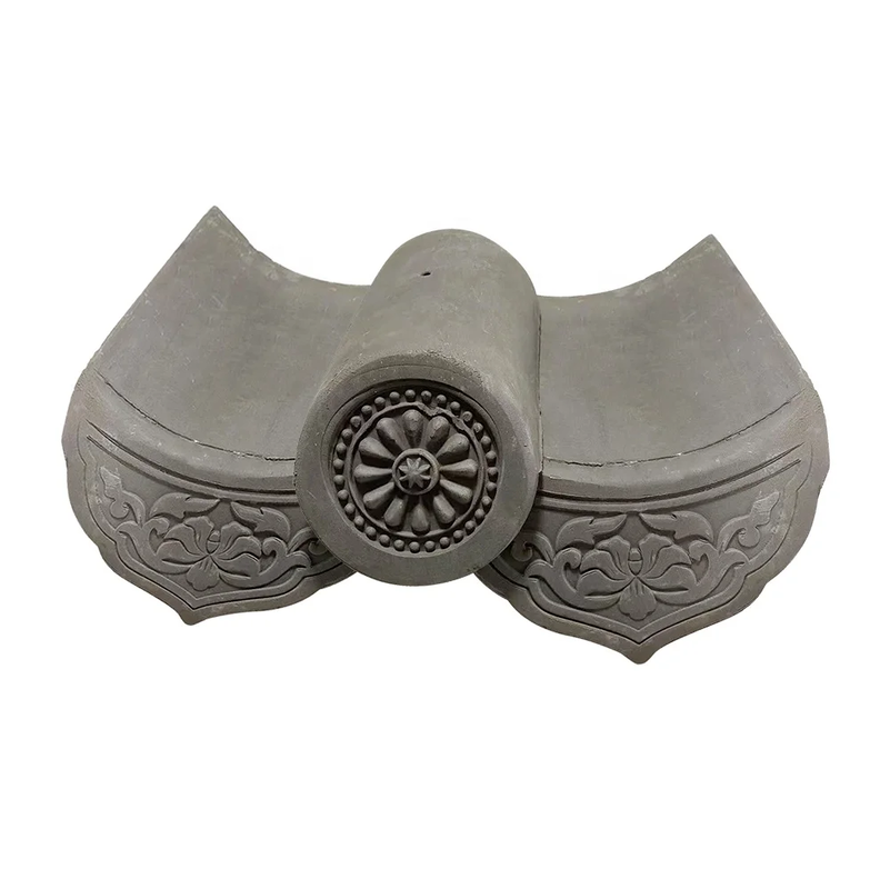 Maison de design de style asiatique Villa moderne Chine Système de toiture gris naturel Carreaux de toiture en argile non vitrée