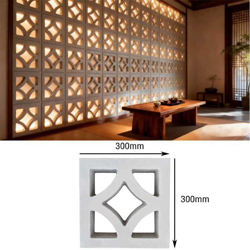 Blocs blancs de béton à brise avec motif de diamant Ciment décoratif pour écran de briques pour le mur de l'écran de la cour extérieure