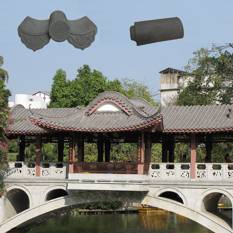 Carreaux de toits en argile grise pour les pavillons de jardins de ponts, barils en argile résistants aux intempéries et carreaux de voûte pour l'architecture de style chinois