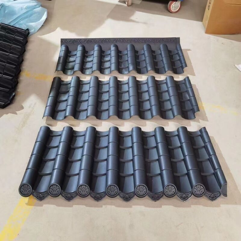 Polymer Integrated Antique Chinese Style Roof Tiles All-in-One Antique Eaves & Ridge Tiles PP Material Lightweight Roof Panels