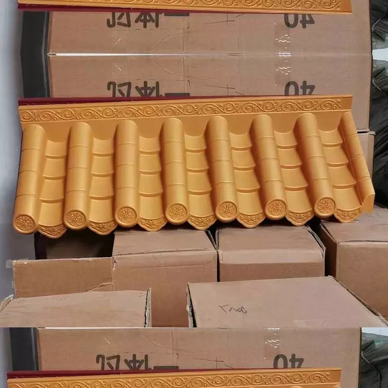 PP synthétique légère bande de capuchon de crête asiatique résistant aux intempéries jaune et rouge et noir toit pour les murs de pavillon et de jardin
