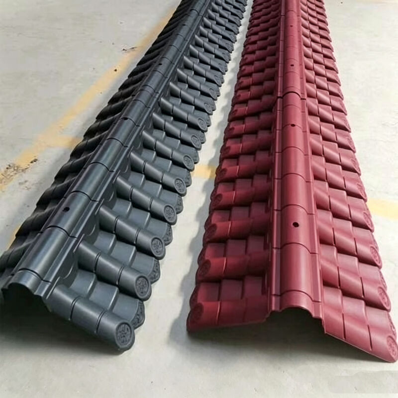 PP synthétique légère bande de capuchon de crête asiatique résistant aux intempéries jaune et rouge et noir toit pour les murs de pavillon et de jardin