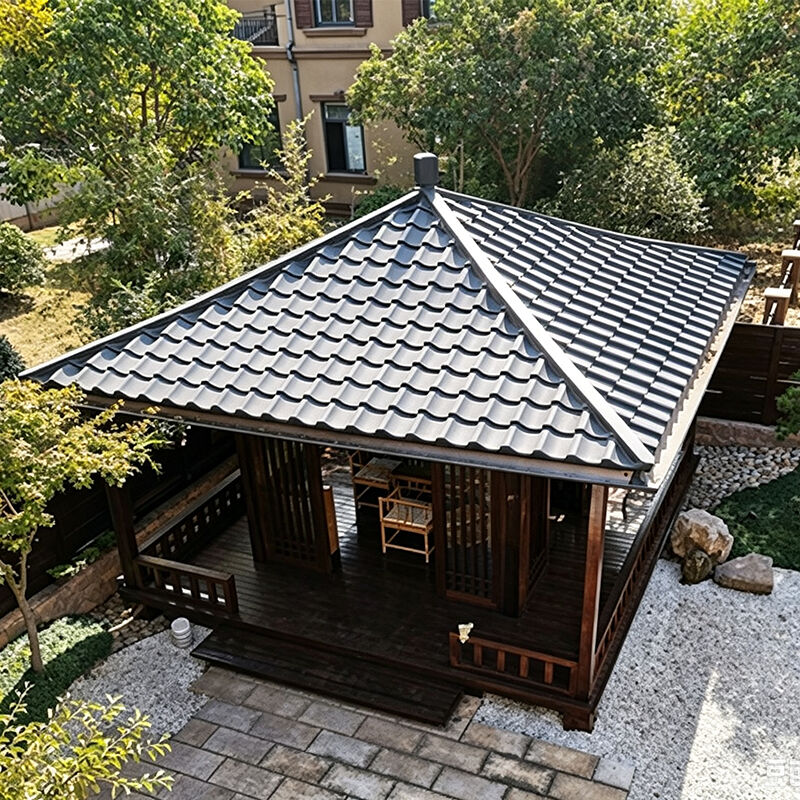 Kit de tuiles de toit de pavillon japonais, tuiles ondulées gris fumé imbriquées pour gazebos de cour et abris de patio