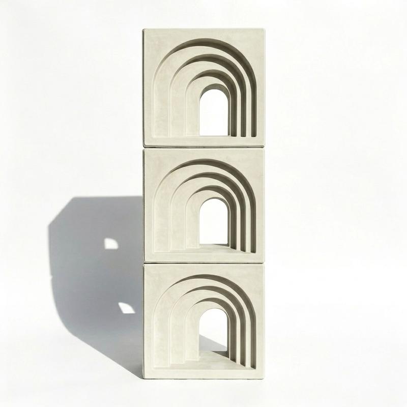 Blocs de ventilation en béton arche 3D | Briques décoratives creuses en ciment pour devantures de magasins et murs architecturaux pare-soleil